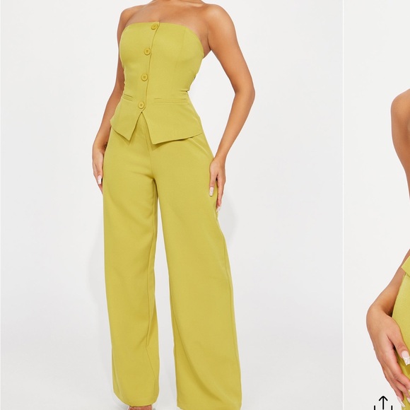 Fashion Nova Pants - Bandeau chartreuse jumpsuit XS NWT